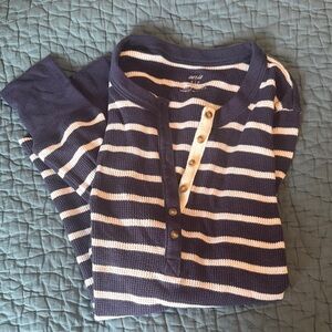 Aerie Navy and White Striped Long Sleeve Tee